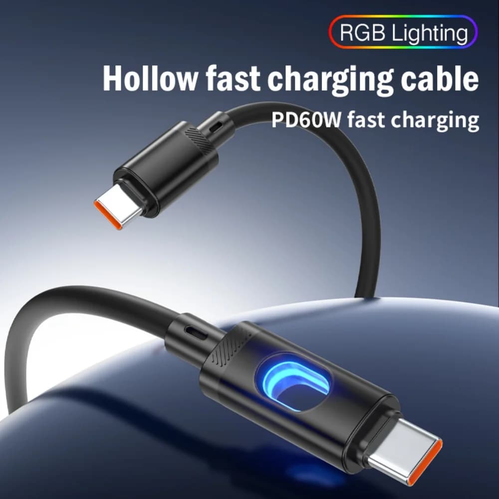 PD 60W USB Tipo C a Tipo C Cavo di ricarica rapida Cavo dati per caricabatterie per telefono per Samsung S23 Xiaomi Huawei Oneplus Cavo di ricarica rapida