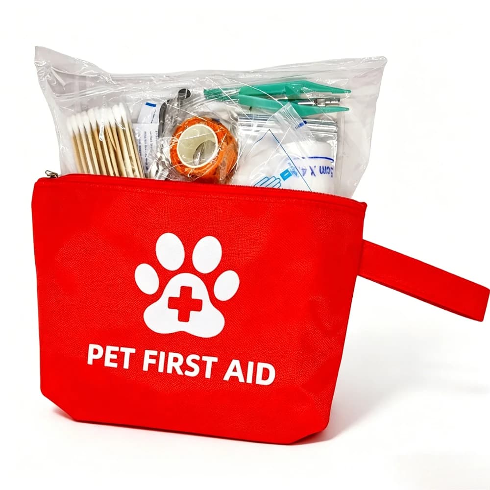 Kit di Emergenza per Animali Domestici, Borsa Pronto Soccorso per Cani e Gatti, Impermeabile, Alta Visibilità Riflettente, Essenziali per il Campeggio