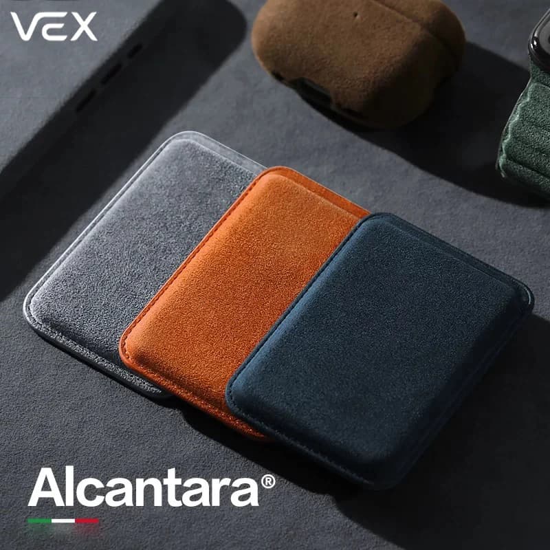 Real ALCANTARA Magnetic Card Holder Case For iPhone 17 Pro Max Air Magsafe Leather Wallet Case Bag For iPhone 15 16 17 Pro Max