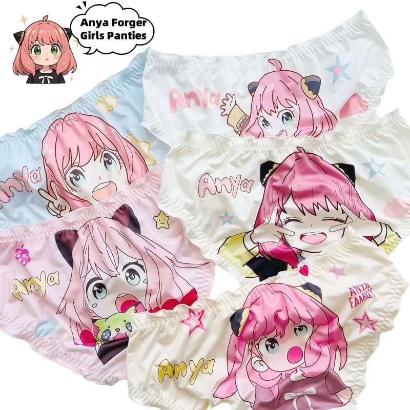 Anya Forger Anime personaggio dei cartoni animati slip per ragazza carina ragazza kawaii creativa stampa cuore mutandine di seta ghiacciata regali di festa all'ingrosso