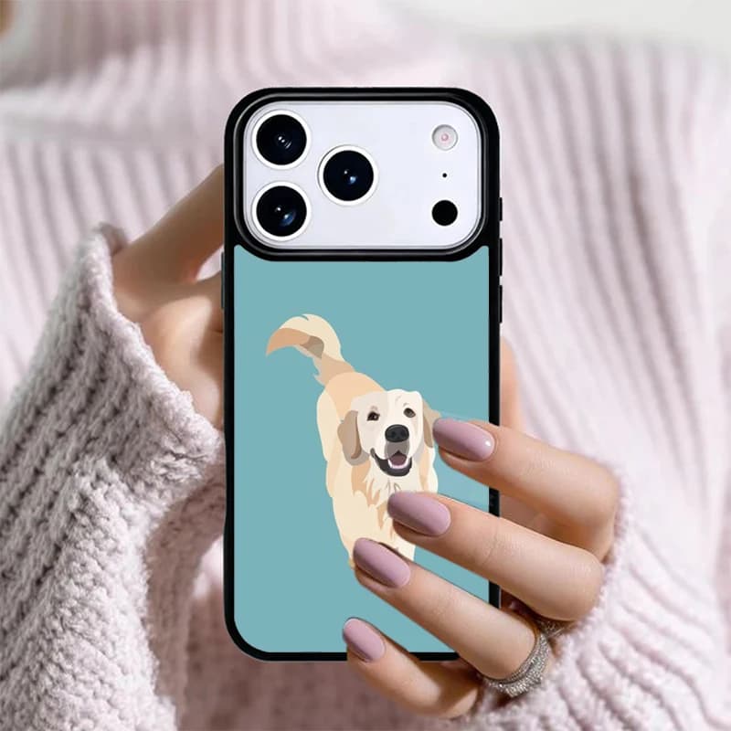 Cover per iPhone con motivo cane Golden Retriever cartone animato per iPhone 17 Air, 16e, 15, 14, 13 Pro Max, 12, 11, X, XR, XS, SE2020, 6, 8, 7 Plus