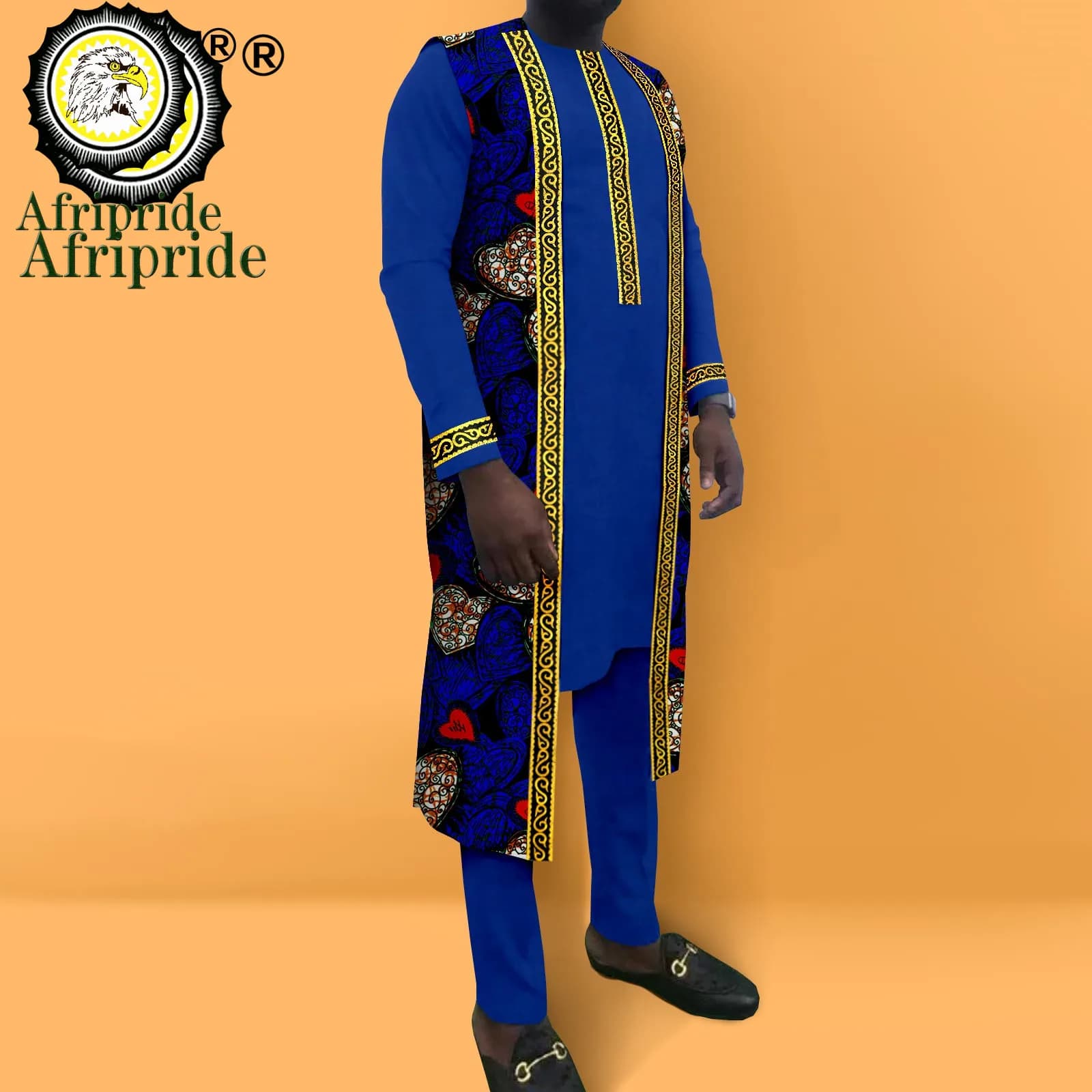 Abbigliamento africano per uomo giacca con stampa ricamo camicie e pantaloni Set 3 pezzi abiti Dashiki Plus Size abbigliamento formale A2216035