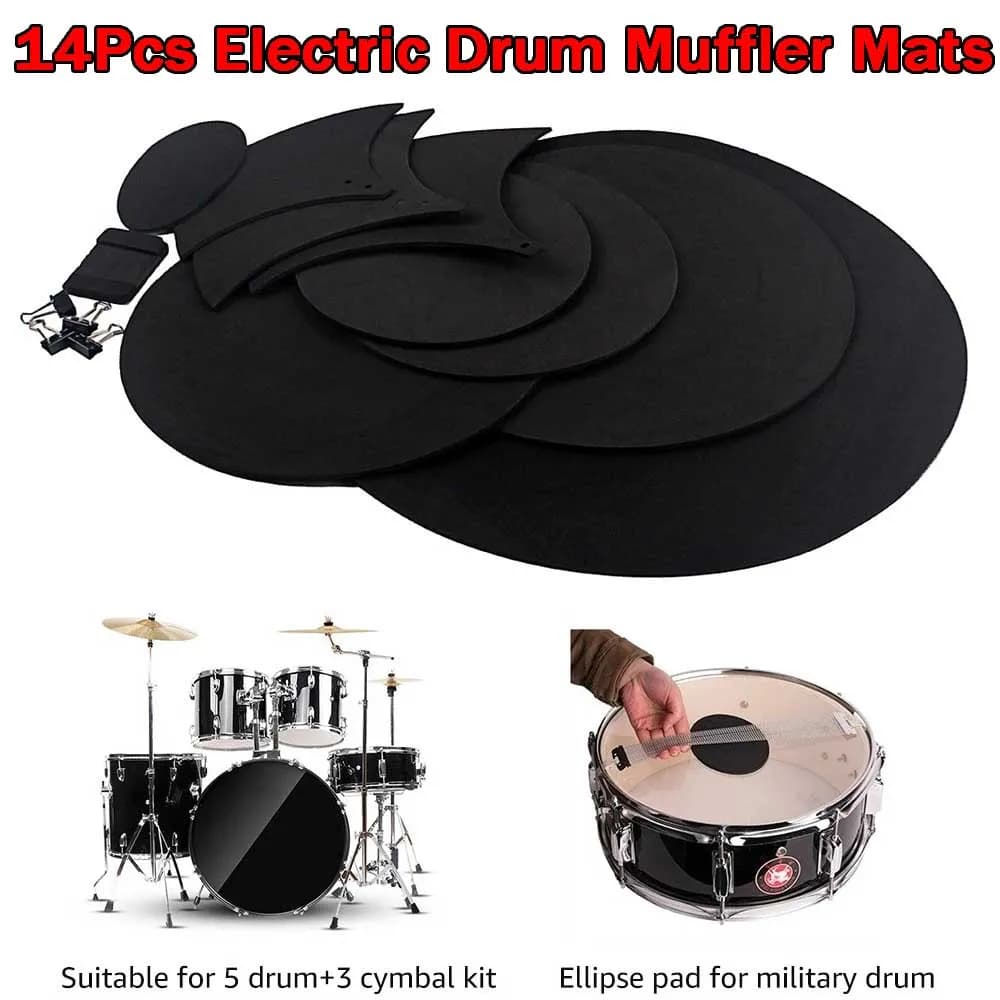 14pcs Drum Mute Pads silenziatore Drumming Practice Pad in schiuma di gomma Cymbal Mute Pad Drum Mute Pad Set di 14