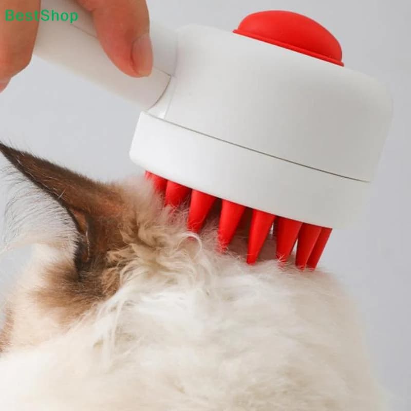 〔R〕Spazzola Spray per Animali Domestici con Dispenser di Shampoo, Pettine Massaggiante per la Pulizia di Cani e Gatti, Strumento per la Toelettatura degli Animali