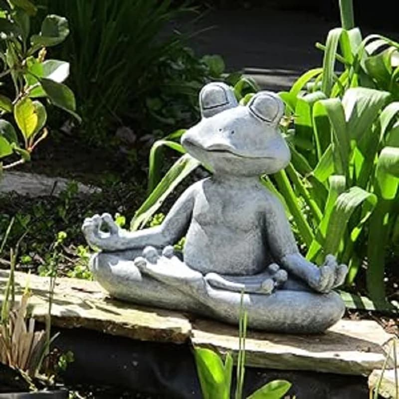 Meditating Frog Miniature Figurine,Zen Yoga Frog Garden Statue Ornament Indoor/Outdoor Garden Sculpture For Fairy Garden,Home