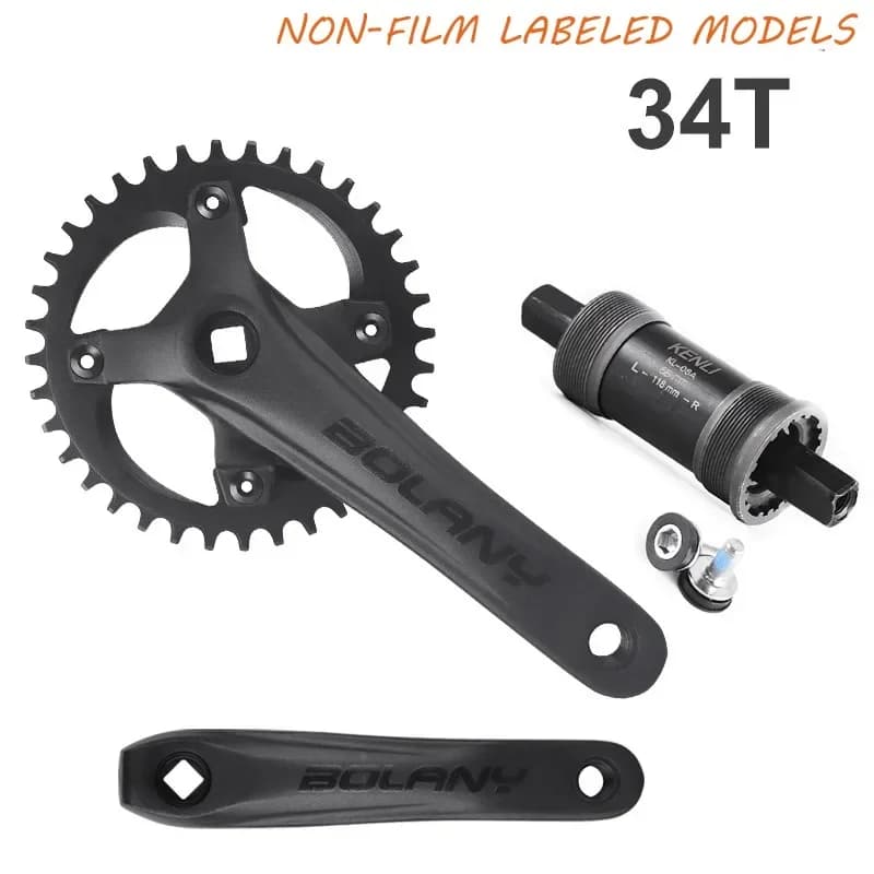 Bolany Guarnitura per Mountain Bike MTB 104BCD Foro Quadrato 7-12S Manovelle Denti Positi e Negativi Disco Singolo con Parti di Biciclette BB