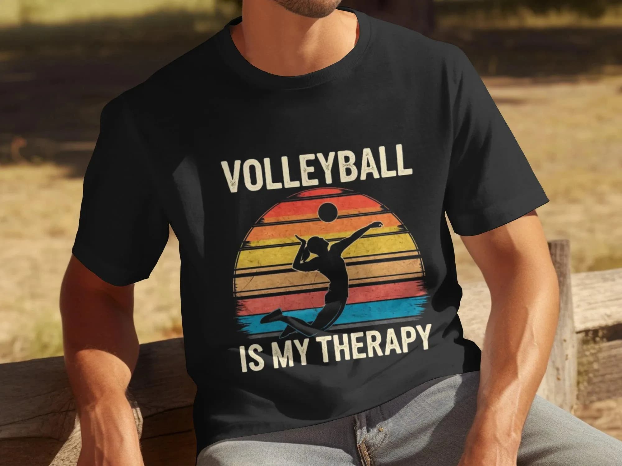 Volleyball Is My Therapy T-Shirt, Funny Mens T-Shirt, Volleyball Lover Gift, Sports Therapy Tee, Unique Volleyball Humor Shirt