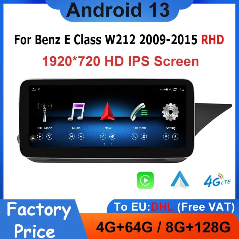 GPS Navi Stereo Video CarPlay 12.5 "Andriod 13 Auto Radio Per Mercedes Benz Classe E W212 2009-2015 Auto Multimedia Lettore DVD RHD