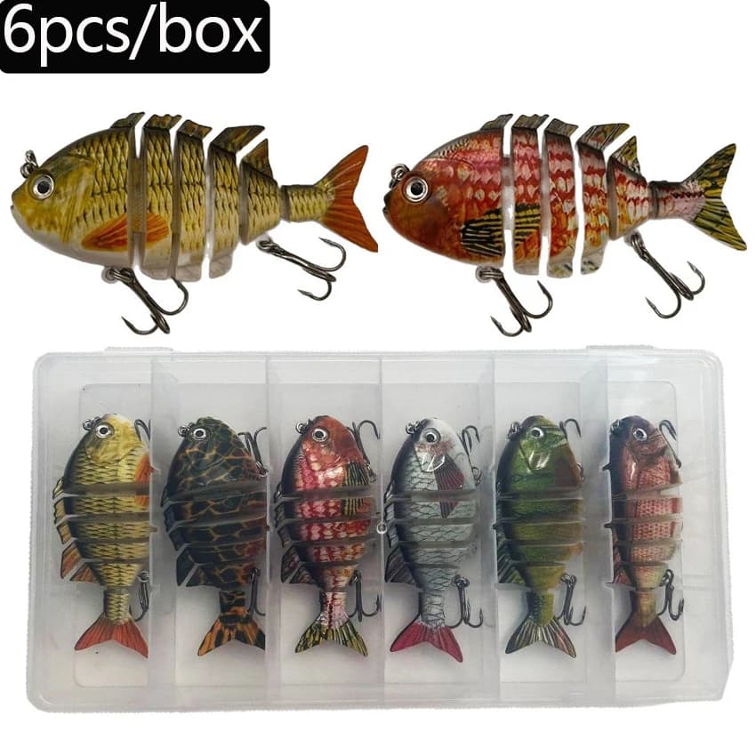 6 pz/scatola 6 Segmenti Multi Snodato Richiamo di Pesca Affondamento 11g 15g Swimbait Artificiale Wobblers Crankbait Esca Dura Pesca Tackle Box