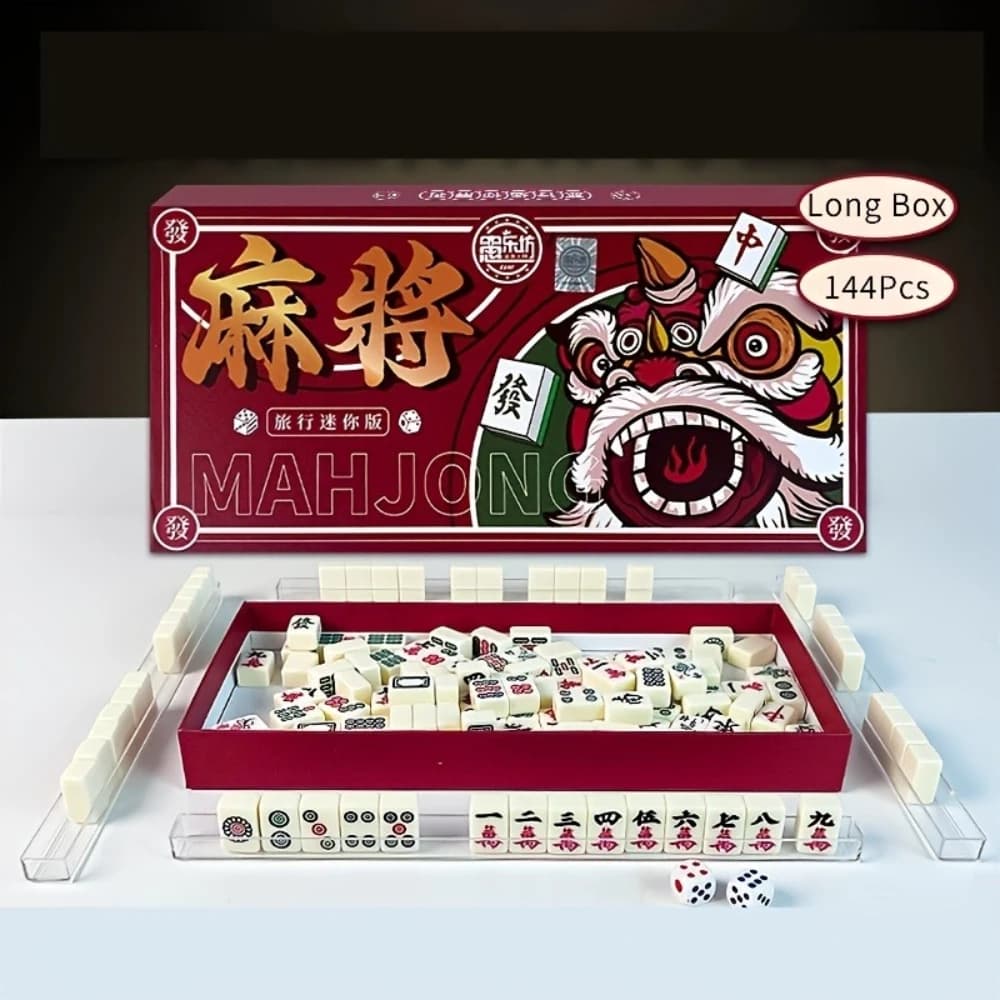 1 Mini Portable Mahjong Set, Including 144 Tiles and 2 Dice - Compact and Portable, Enhances Logical Thinking, Outdoor Game Set