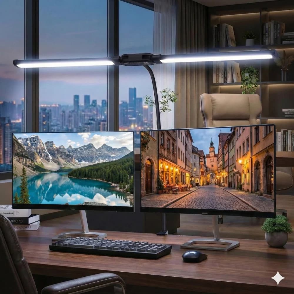 Lampada da scrivania con telecomando a LED a doppia testa Lampada da lettura Lampada da scrivania Lampada da scrivania architettonica con 5 modalità colore A