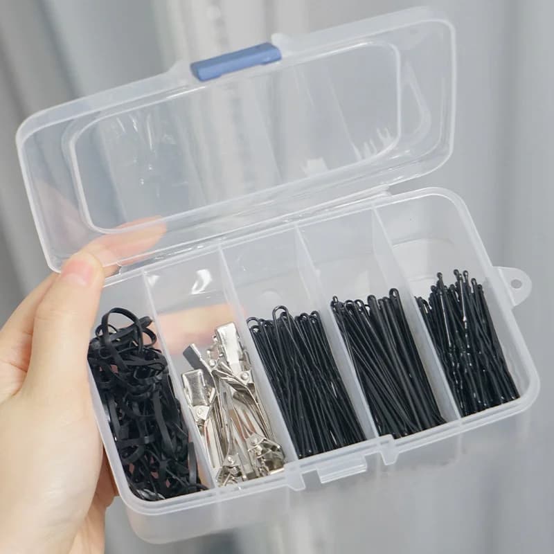 1Pc mini transparent storage box, 5-grid dust-proof jewelry storage box, travel storage box, hairpin