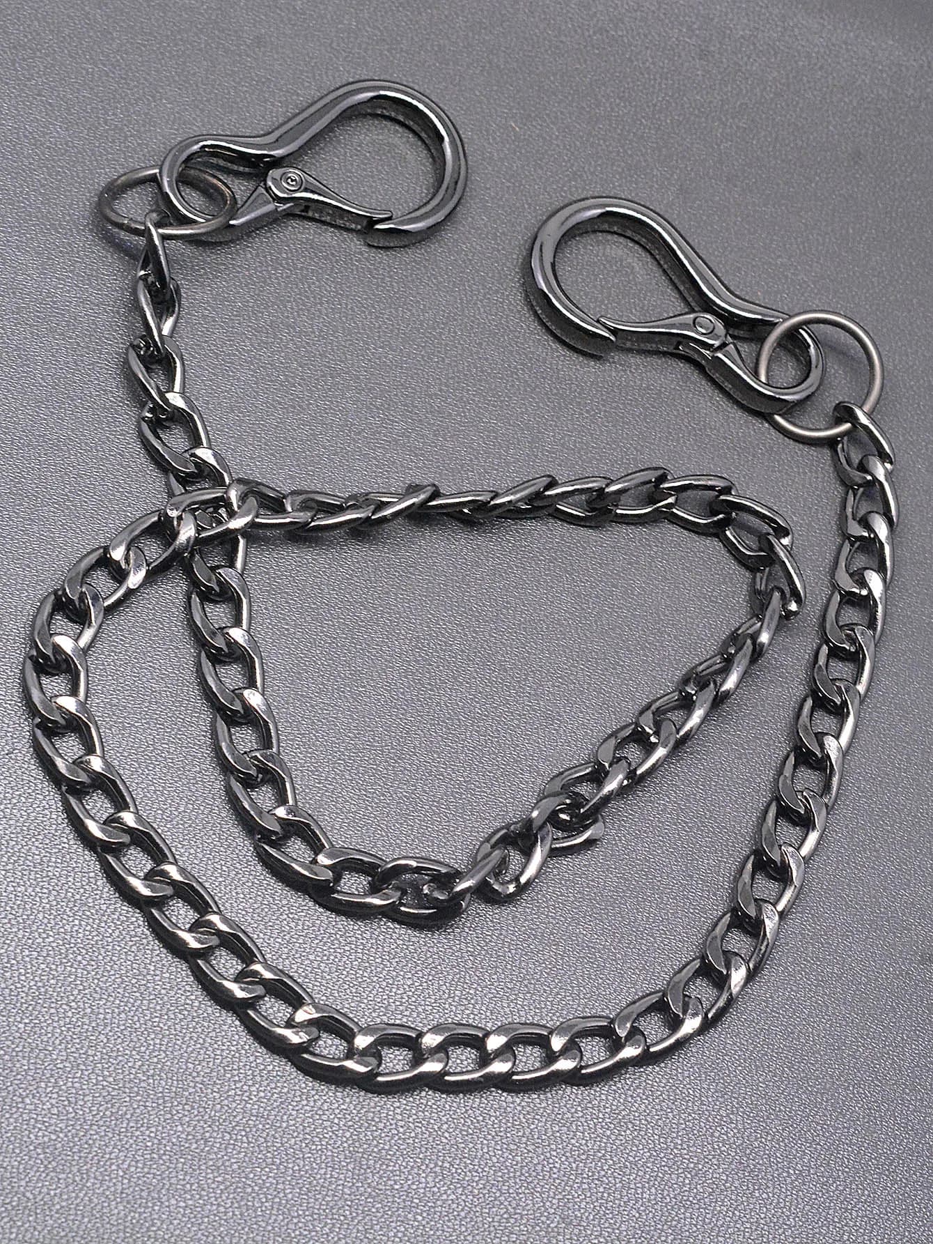 Portafoglio hip pop in canna di fucile da 21 pollici Jean Vita Dual Italy Clip con gancio per cintura ovale 7mm NK Catena ovale Regalo EDC per la famiglia