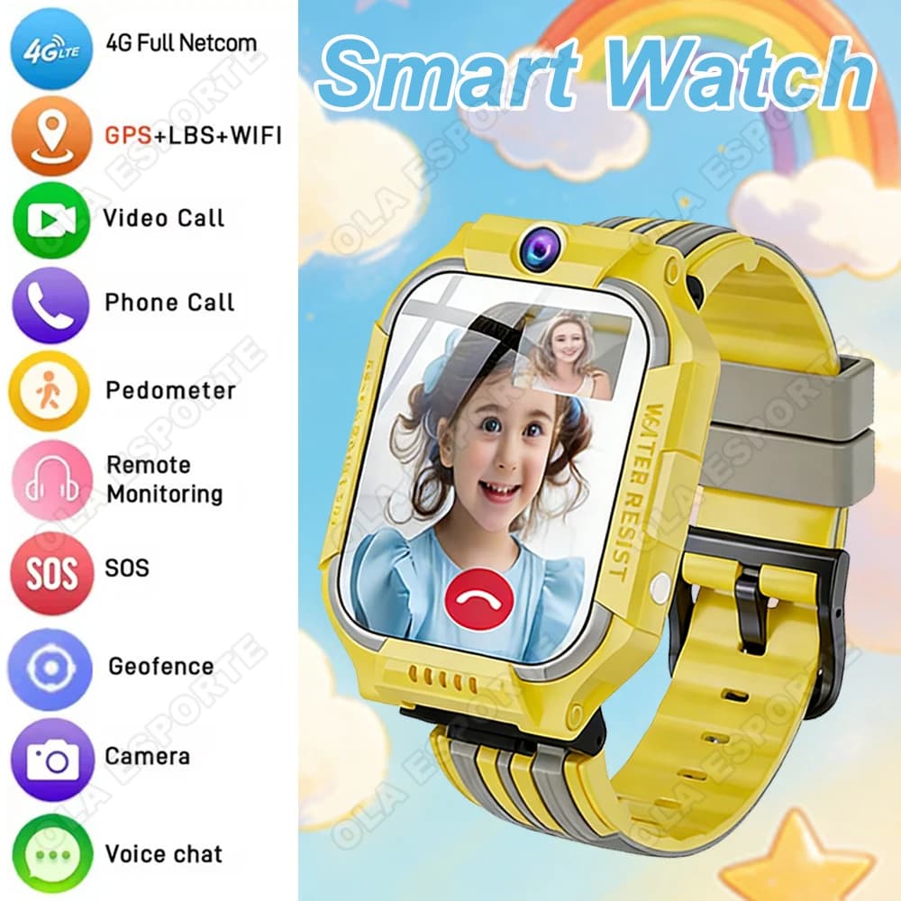 Smartwatch per Bambini con SIM 4G, GPS, Doppia Fotocamera, Videochiamata, Chiamata SOS, Monitoraggio, Regalo per Studenti