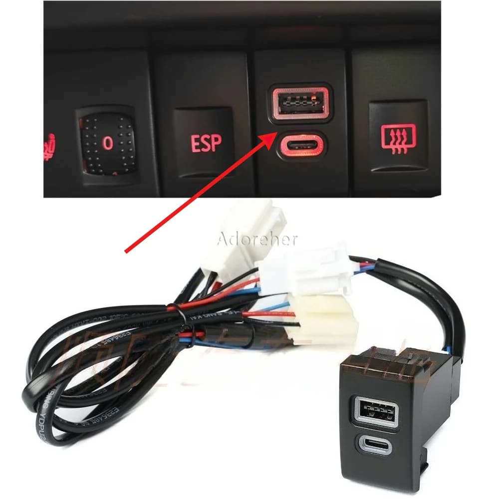 1 PC Auto USB QC 3.0 Tipo C Presa di ricarica Presa di ricarica Adattatore di alimentazione per VW Beetle 2005-2010 Accessori