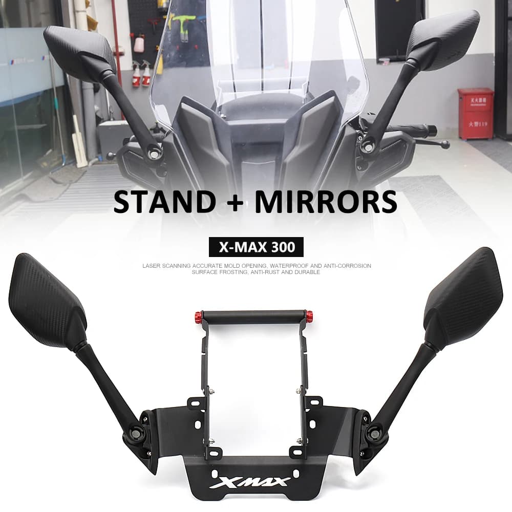 Supporto per moto Staffa GPS Supporto per piastra di navigazione per telefono cellulare Specchietti retrovisori per YAMAHA X-MAX 300 XMAX 300 XMAX300 2024