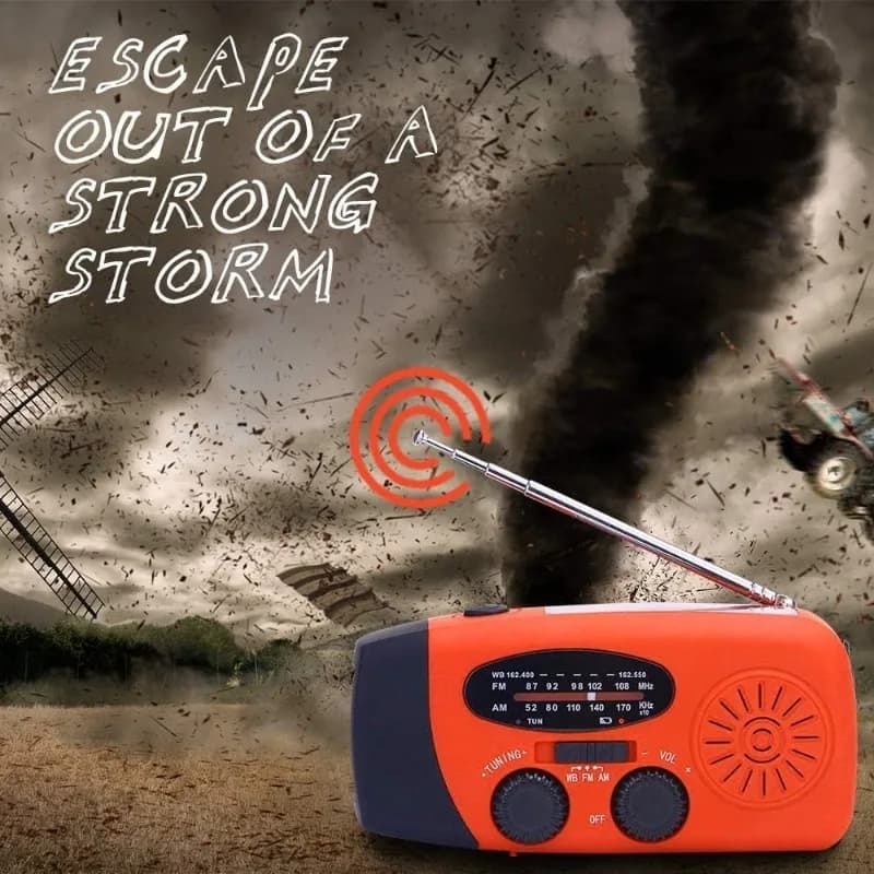 Radio meteorologica AM/FM/NOAA a energia solare, power bank portatile, radio di emergenza a manovella per uragani