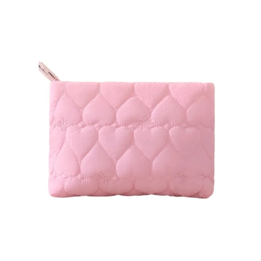 Fashion Quilted Cosmetic Bag Bow Candy Color Coin Purse Large Capacity Lipstick Makeup Storage Bag for Travel and Daily Use