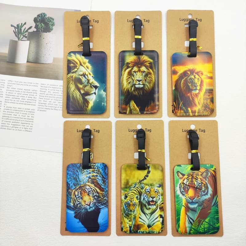 Etichetta per bagagli tigre leone Etichetta per bagagli in ABS da viaggio Stampa animalier Valigia ID Indirizzo Titolare Bagagli Imbarco Biglietto portatile