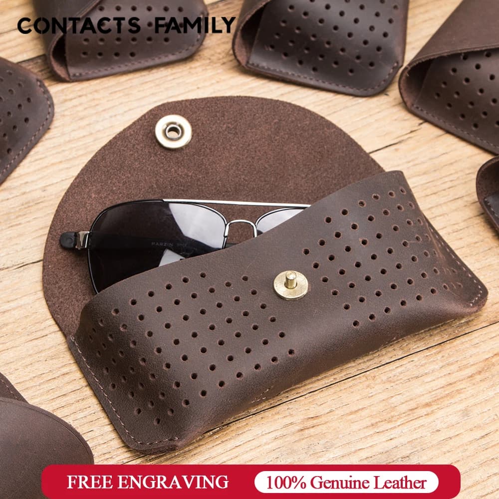 10P wholesale Portable Leather Glasses Case For Men Women Eyeglass Glasses Case Cover Universal Sunglasses Pouch Bag Accessories