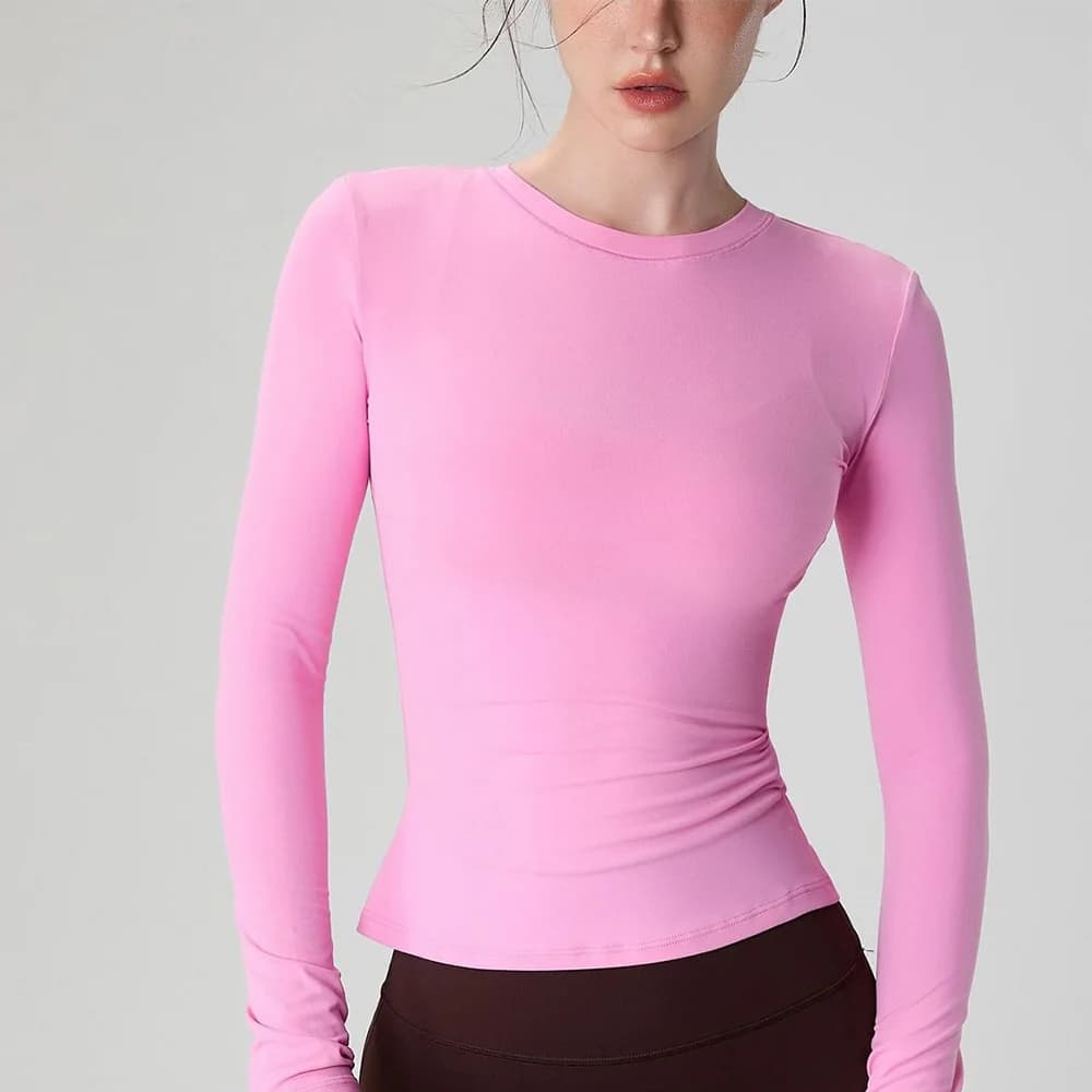 T-shirt da yoga a maniche lunghe da donna T-shirt sportiva da allenamento ad asciugatura rapida da corsa Camicie da palestra fitness sexy con ombelico esposto Abbigliamento sportivo