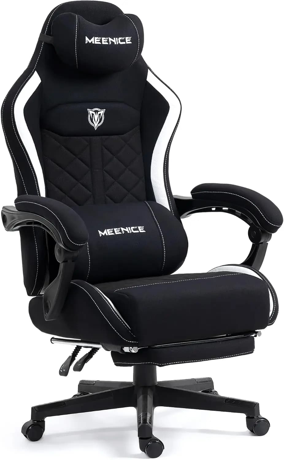 Big & Tall Gaming Chair with Pocket Spring Cushion, High Back Heavy Duty Ergonomic Computer Chair with Massage Lumbar Support and Footrest for 400LBS Black