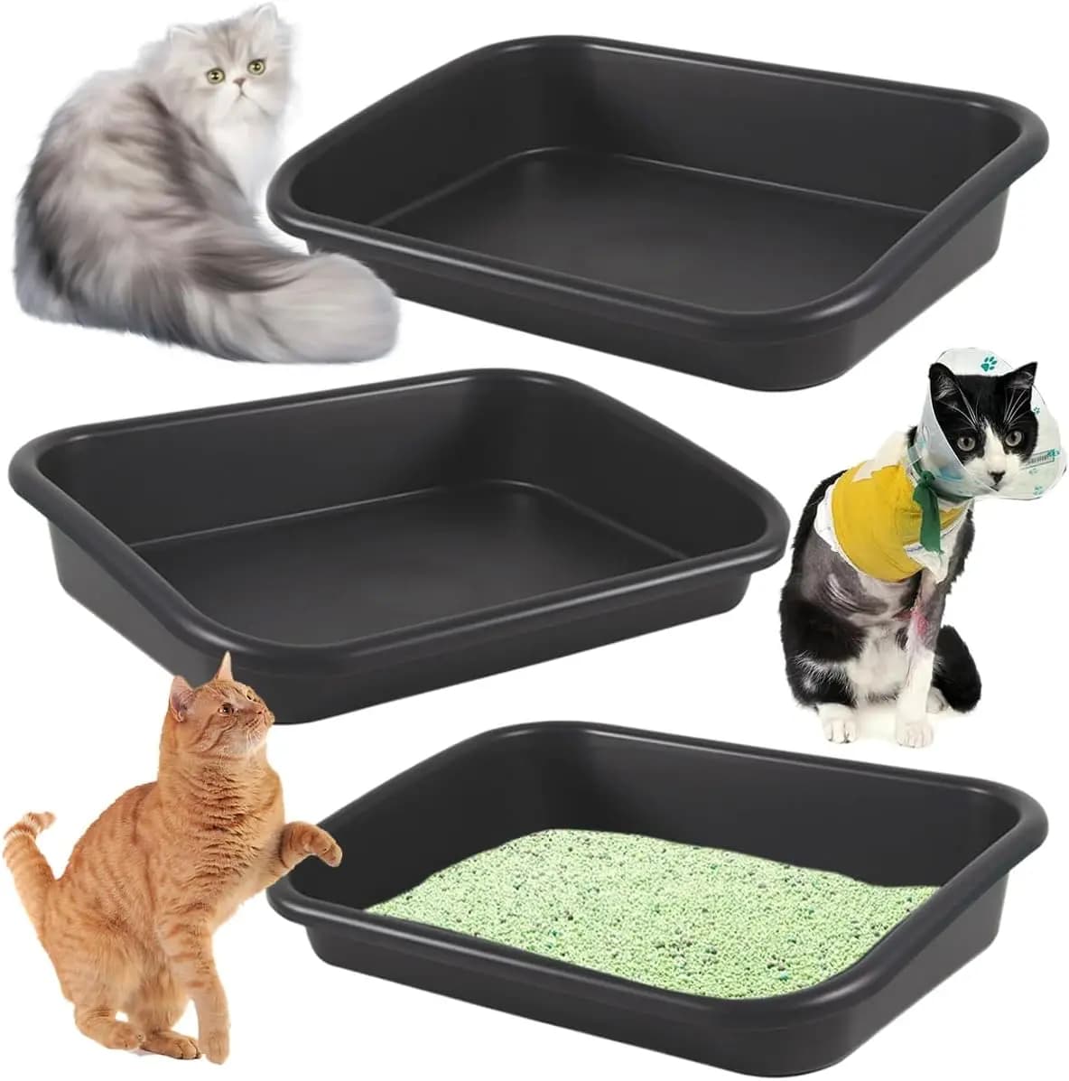 Lettiera Premium, lettiera per animali domestici oversize lettiera aperta con ingresso basso, adatta a gattini deboli e anziani, facile da pulire