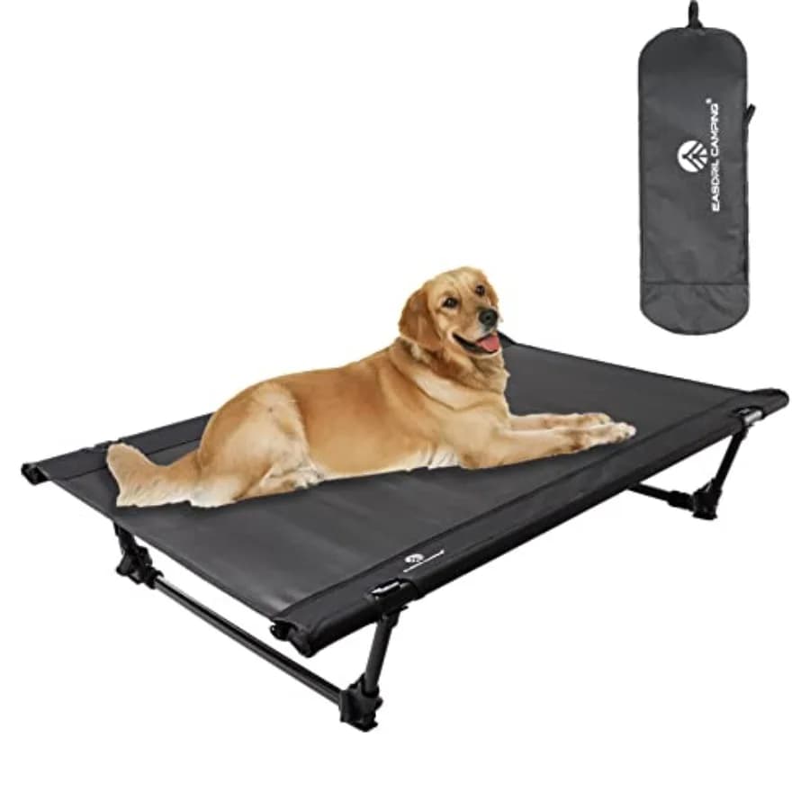 Cuccia Rialzata Pieghevole per Cani, Lettino Portatile Rinfrescante per Animali Domestici con Telaio in Alluminio e Sistema di Blocco a Leva, Traspirante