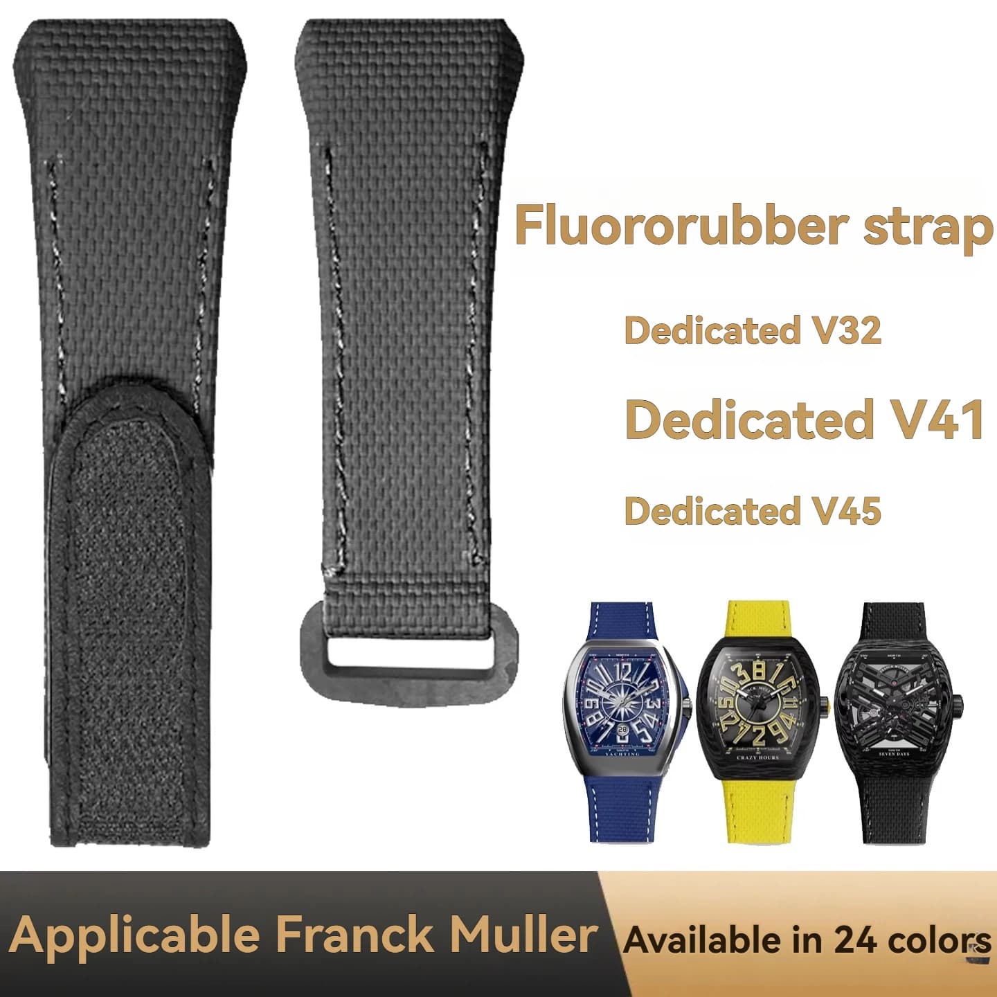 For Franck Muller V45 Fluorescent Rubber Strap 45 V32 V41 Customized Fluorescent Rubber Strap Special Chain for Men's Quick Release Leather Watch