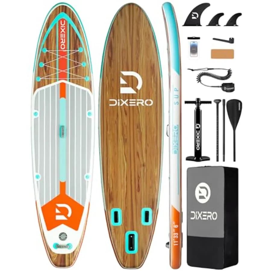 Inflatable Stand Up Paddle Board for outdoor water sports, durable PVC material, blue color, ultra-stable and lightweight with
