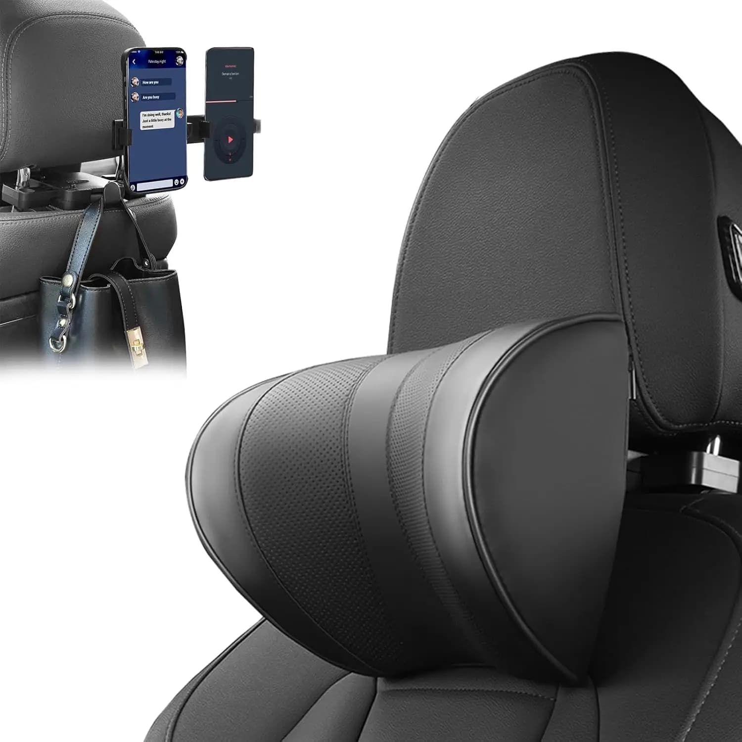 Cuscino ergonomico a 3 punti di supporto per il collo con gancio regolabile per poggiatesta auto, per dormire, viaggiare, alleviare il dolore