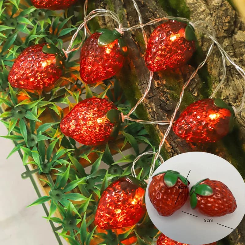Tema frutta fragola 1,5 m 10 LED Fata String Light Giardino Camera da letto Lampada a sospensione per bambini Compleanno Baby Shower Decorazione festa