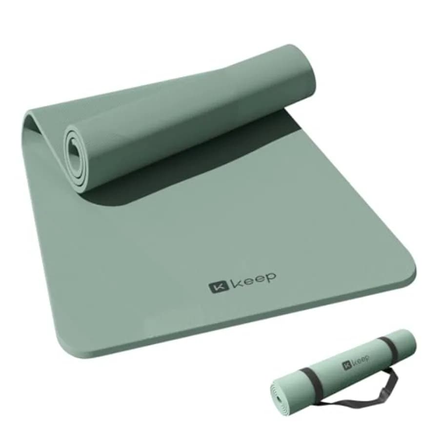 Tappetino Yoga - Tappetino per Esercizi Premium Spessore 7mm, Tappetino Fitness Extra Largo 32'' Anti-Strappo con Cinghia per Uomini e Donne, Antiscivolo per Pilates