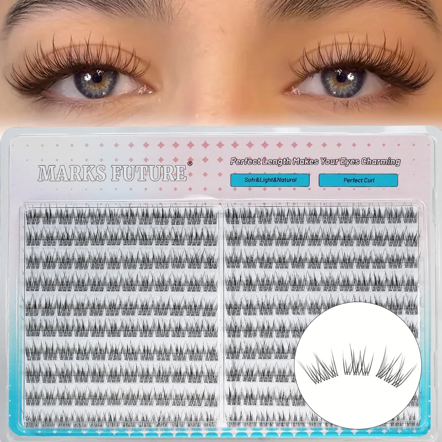 Ciglia a ciuffetti da 240 pezzi, ciglia a ciuffetti naturali in stile comic da 10-11 mm, ricurve a C riutilizzabili per un look naturale, ultrasottili e leggere, facili da usare per principianti, design portatile, adatte a varie occasioni, creano un look truccato naturale