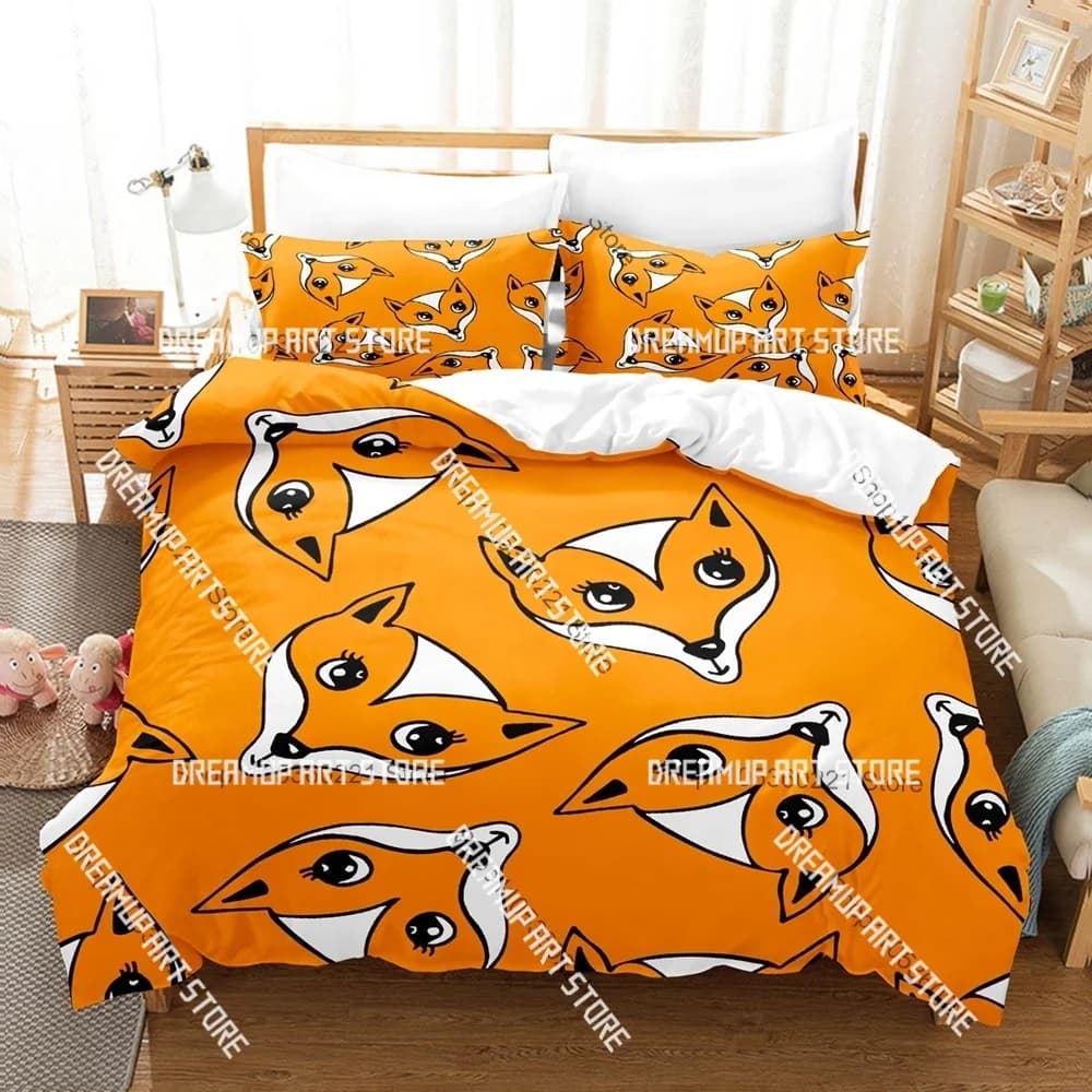 Fashion Cartoon Fox Bedding Set Single Twin Full Queen King Size Bed Set Kids Bedroom Duvetcover Sets Bed Sheet Set