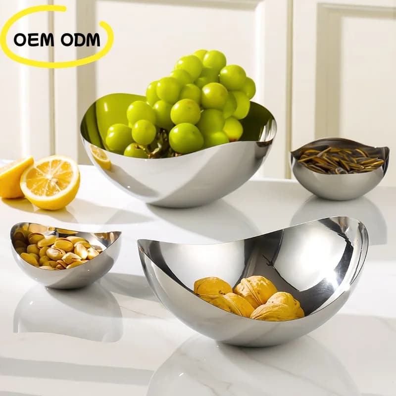 Vassoio per frutta in acciaio inossidabile 304 Nordic Wind, stile lusso leggero, per frutta secca, vassoio da soggiorno per uso domestico.