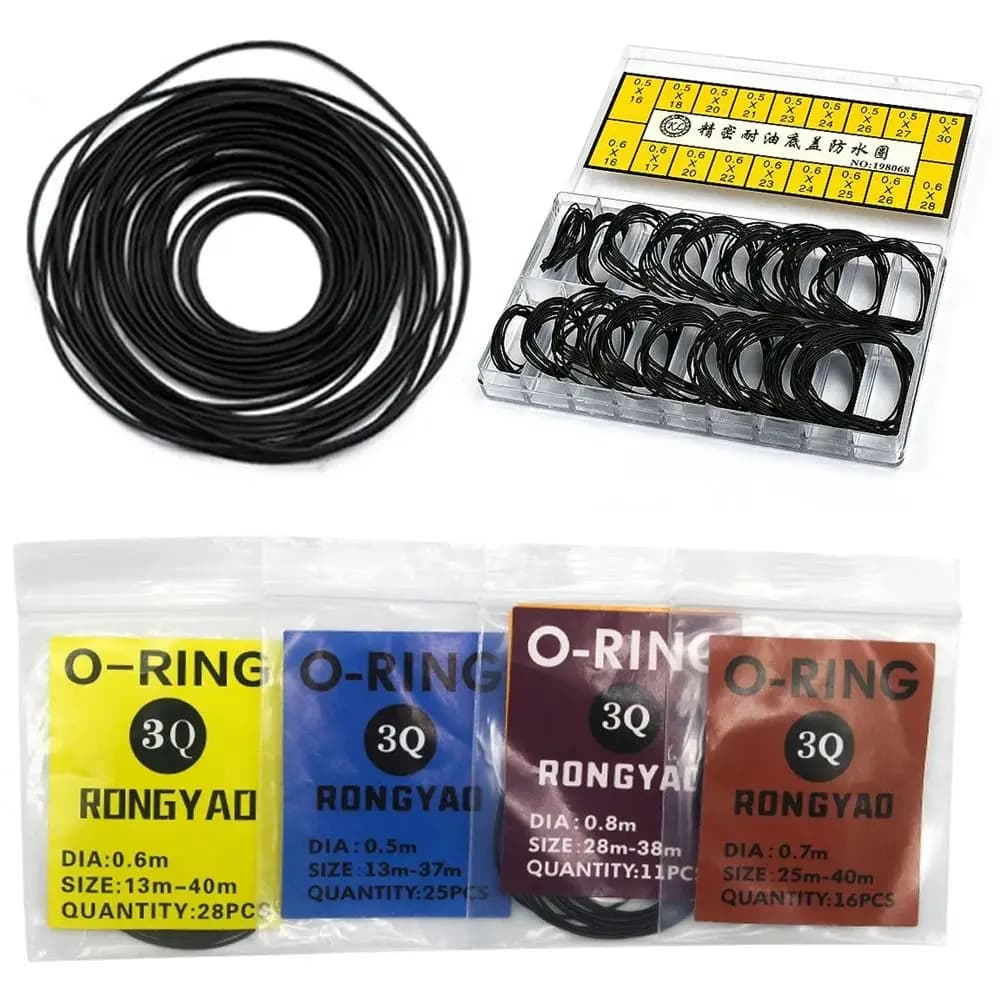 200 Pz/set Strumenti di Riparazione Gomma O-Ring Spessore 0.5mm/0.6mm Orologio Impermeabile Della Cassa Posteriore In Gomma per Orologiaio In Scatola O-Ring Guarnizione