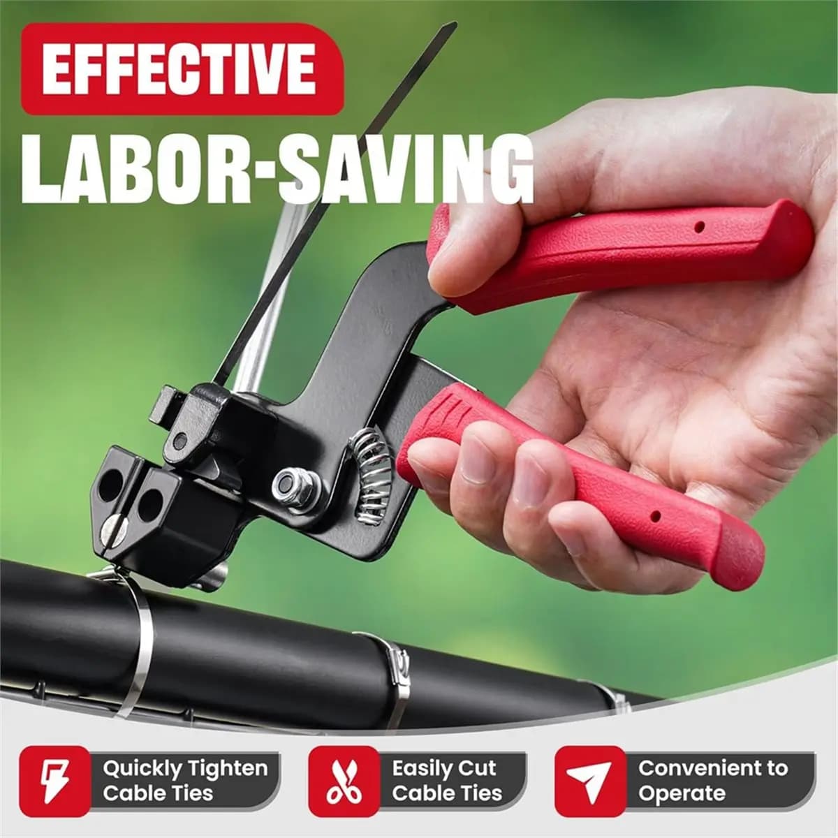 AT16 Stainless Steel Cable Tie Pliers Set-100PCS Heavy Duty Metal Zip Ties, 200LBS Tensile Strength