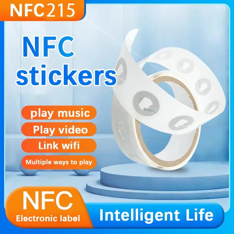 NFC sticker with NTAG215 Chip, 13.56 MHz, Memory 504 Byte, Rewritable, Compatible with NFC Enabled Smartphone