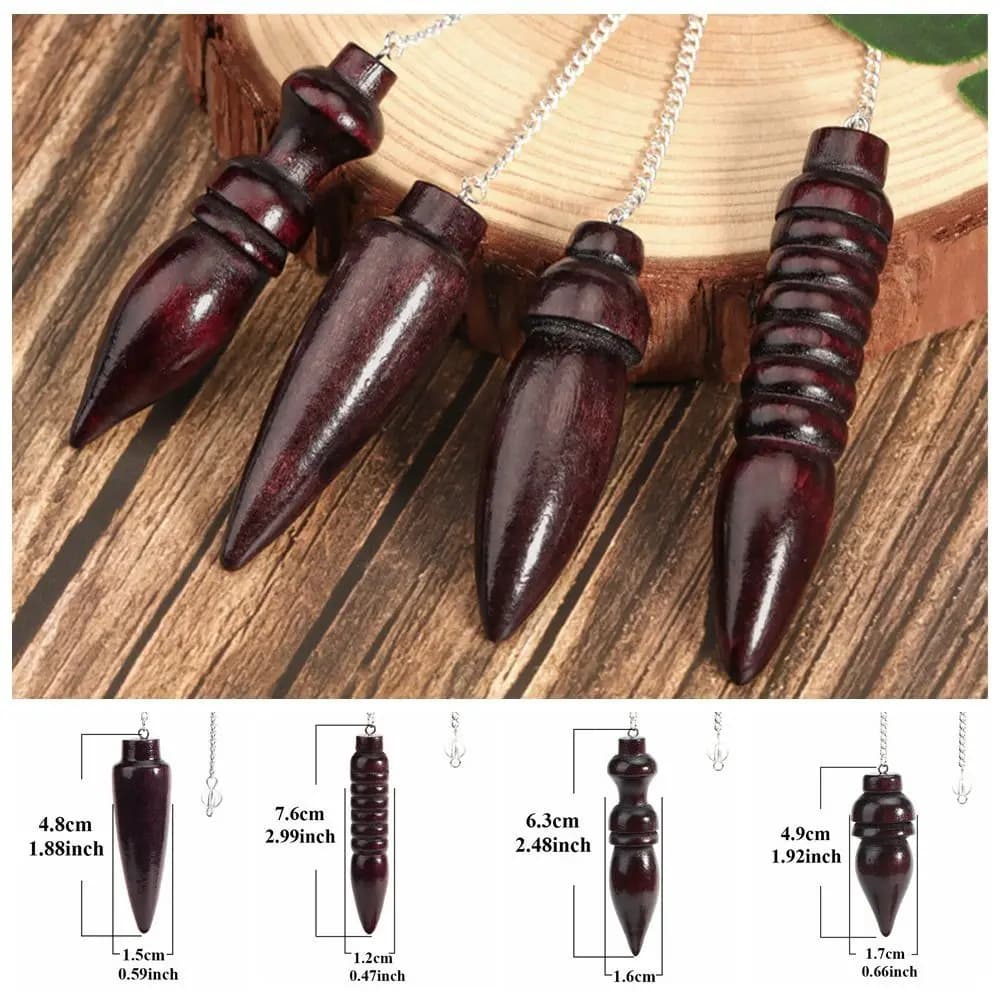 Nuovo design in legno naturale pendolo in legno amuleto guarigione cono rotondo modello rabdomanzia con catena Reiki spirituale Pendulo