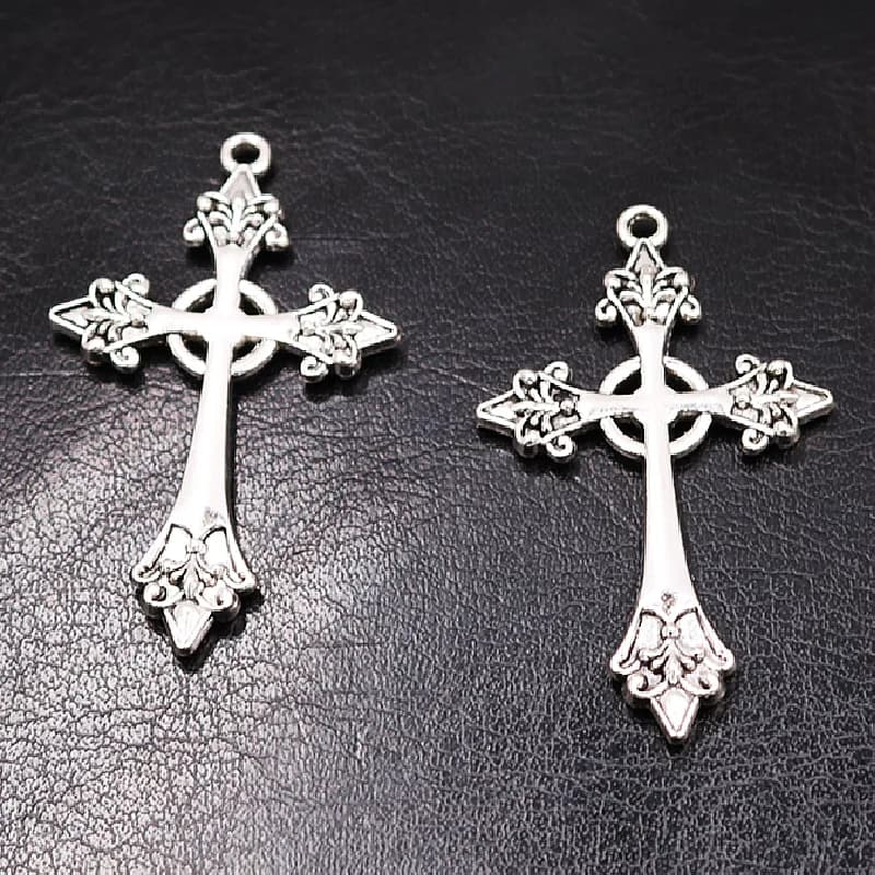 10 Pezzi Ciondolo a Croce con Freccia Placcato Argento, Accessori Vintage per Orecchini e Bracciali, Charm in Metallo per Creazione di Gioielli Fai-da-Te