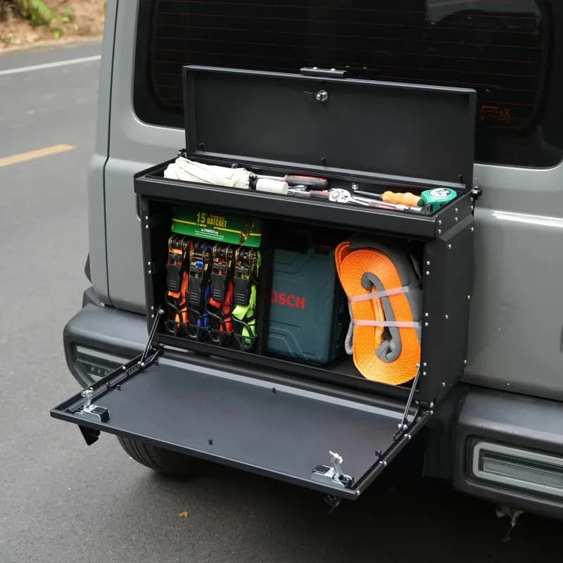 Maiker Aluminum Tailgate Tool Box for Suzuki Jimny JB64 JB74 2019+, Outdoor Storage Box Luggage Exterior Accessories