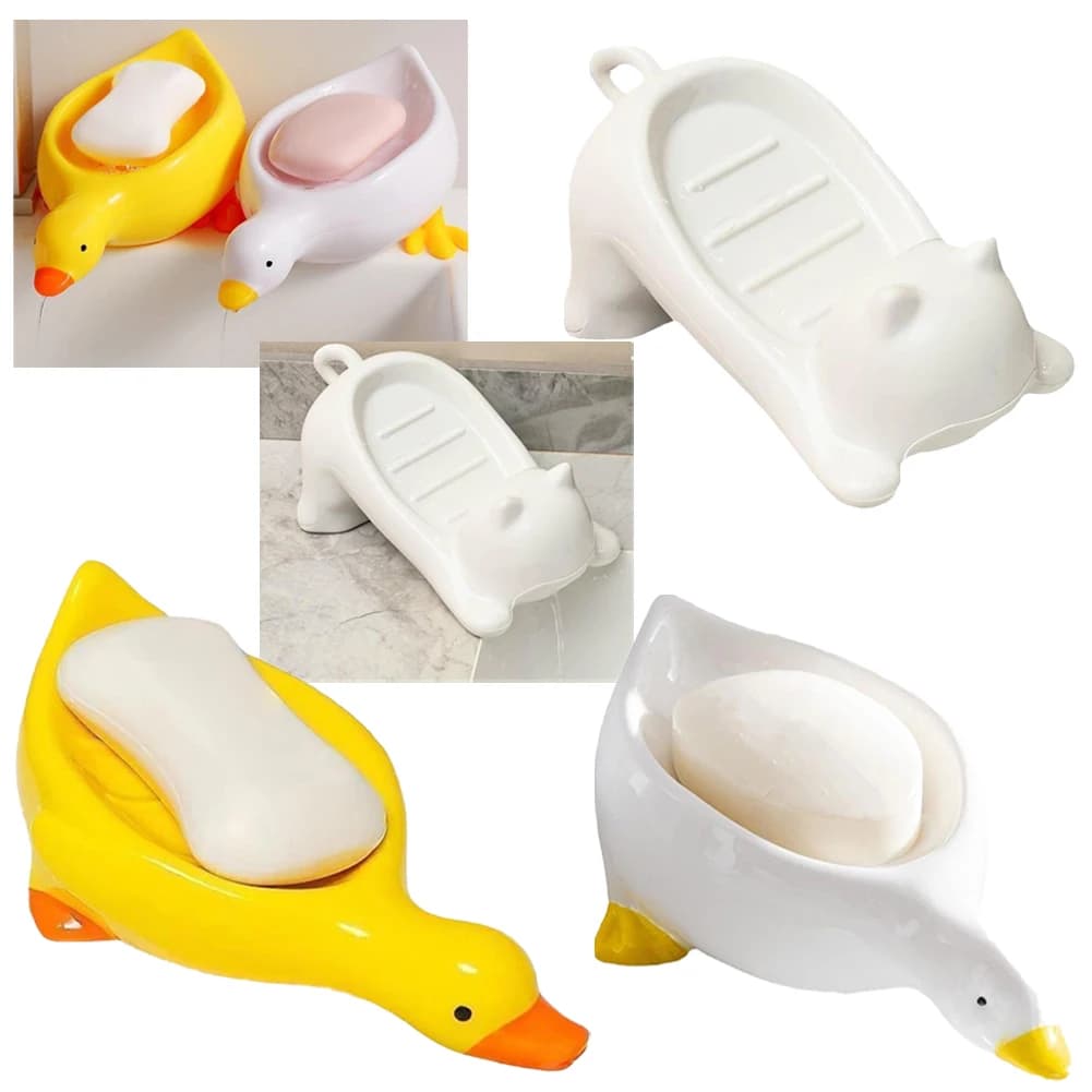 Cute Cat Duck Shape Soap Box Soap Dish Drainable Storage Holder Soap Container Storage Dish Household Bathroom Accessories