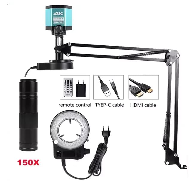 1080P 48MP 4K Videocamera per microscopio Zoom 150X Obiettivo con attacco C Grande visione per la riparazione del telefono Acquisizione di immagini digitali