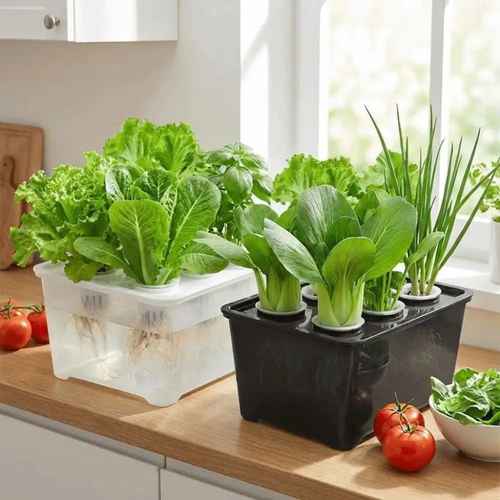 6 Holes Hydroponic Grower Kit Self Watering Seedling Pots Soil-Free Planting Box Thicken Plastic Versatile Cultivation Box