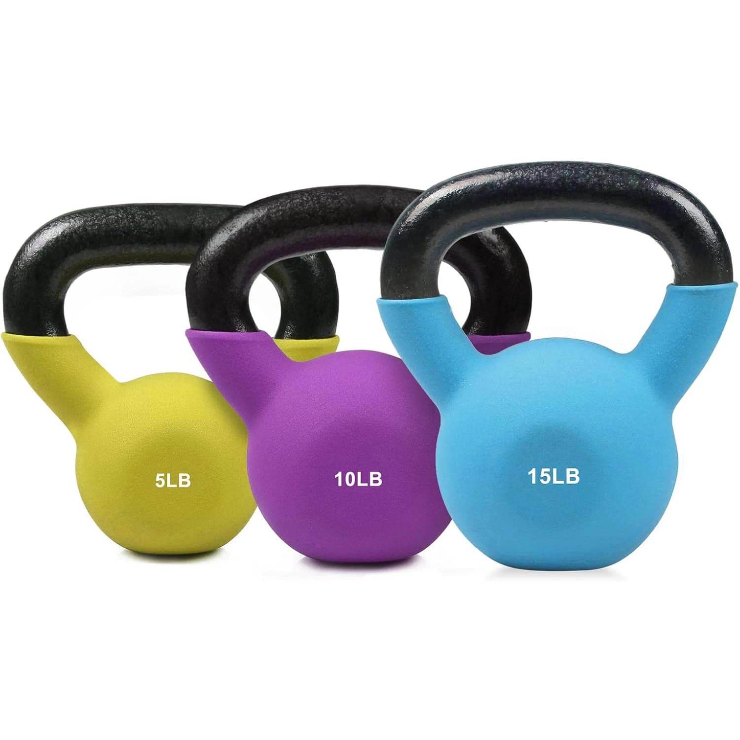 Kettlebell Set in Cast Iron Covered Neoprene Colored, Fitness Equipment, Kettlebell Vinyl - Sales Promotion