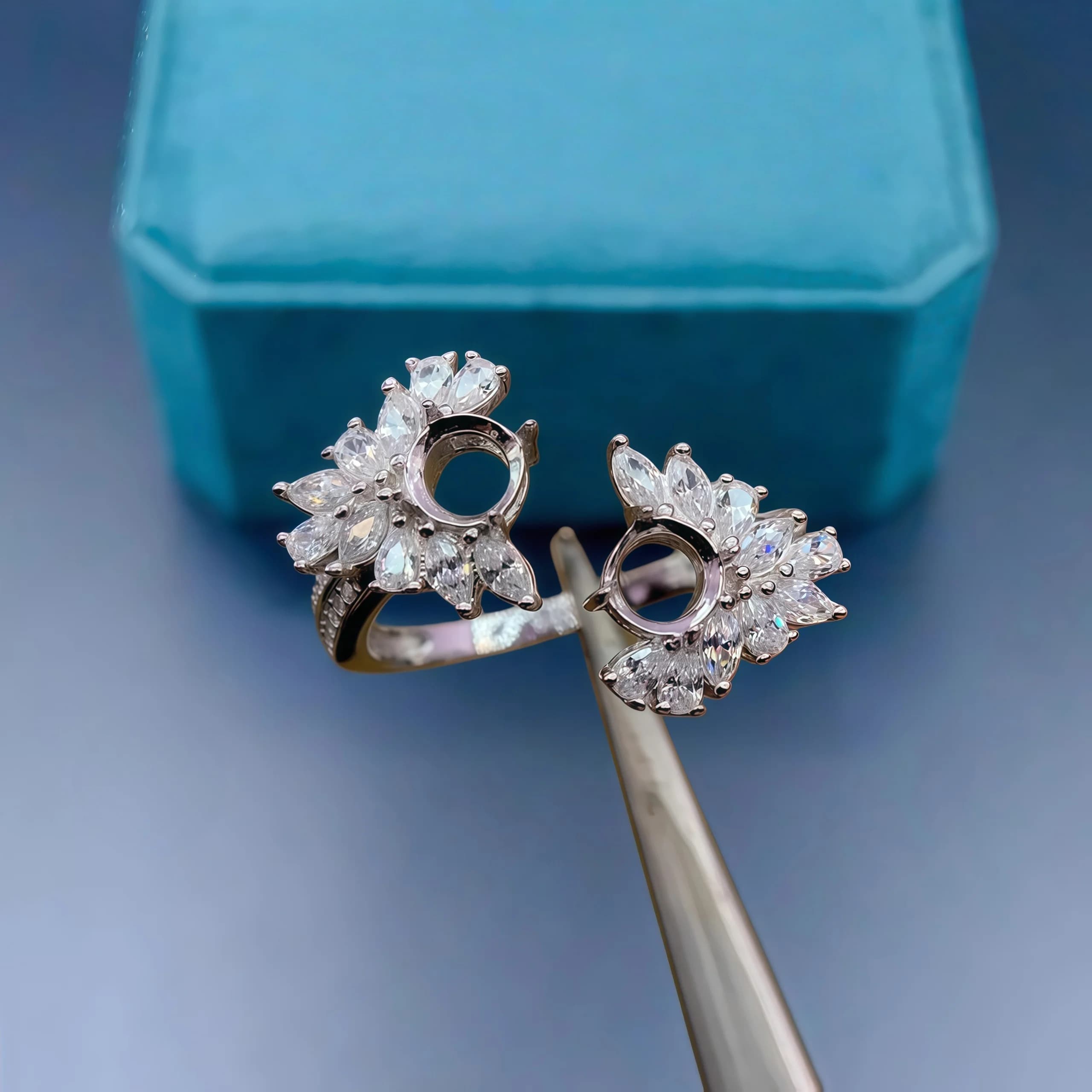 Anello Vuoto Fai-da-Te in Argento Sterling S925 con Pietra Rotonda da 5mm, Design di Lusso con Zirconi, Gioiello Elegante per Matrimoni da Donna