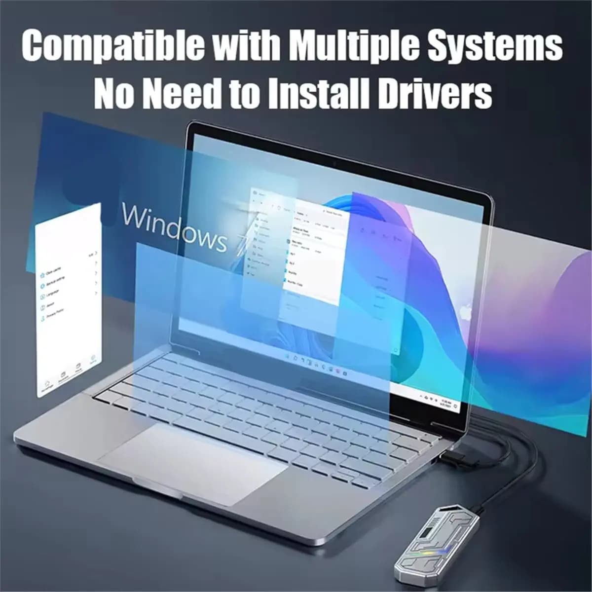 AA80 M.2 NVMe SSD Enclosure Adapter USB 3.2 Gen2 10Gbps USB-C Portable External Case Hard Drive Enclosure for PC Laptop