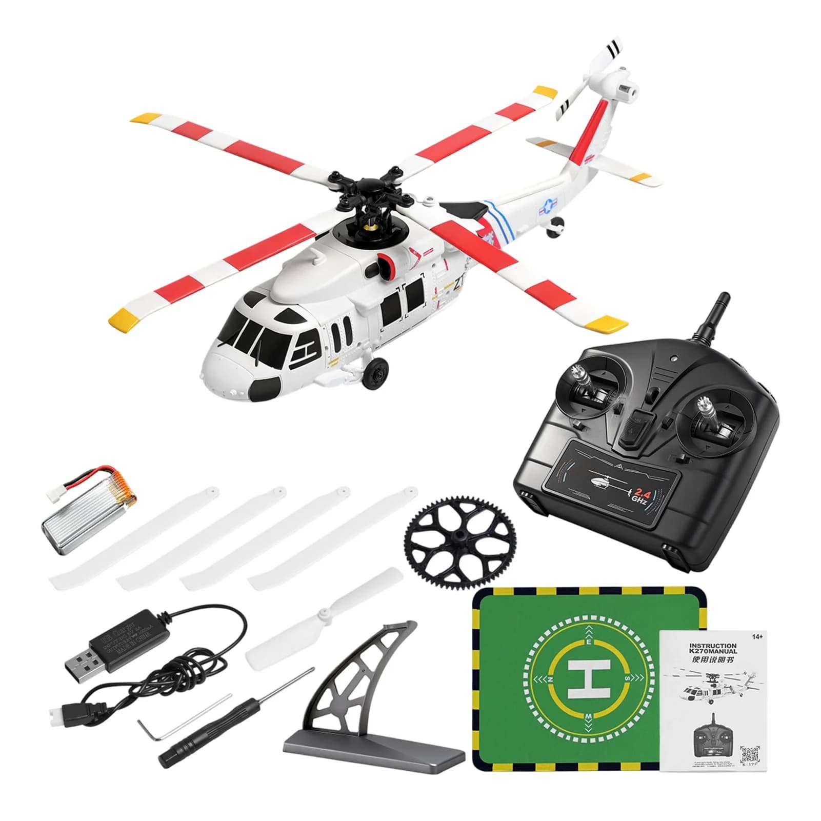 Nuovo Elicottero Telecomandato K270 2.4G con Giroscopio a 6 Assi, 4 Canali, Mantenimento Altitudine, Flusso Ottico, Elicottero RC Brushless Giocattolo