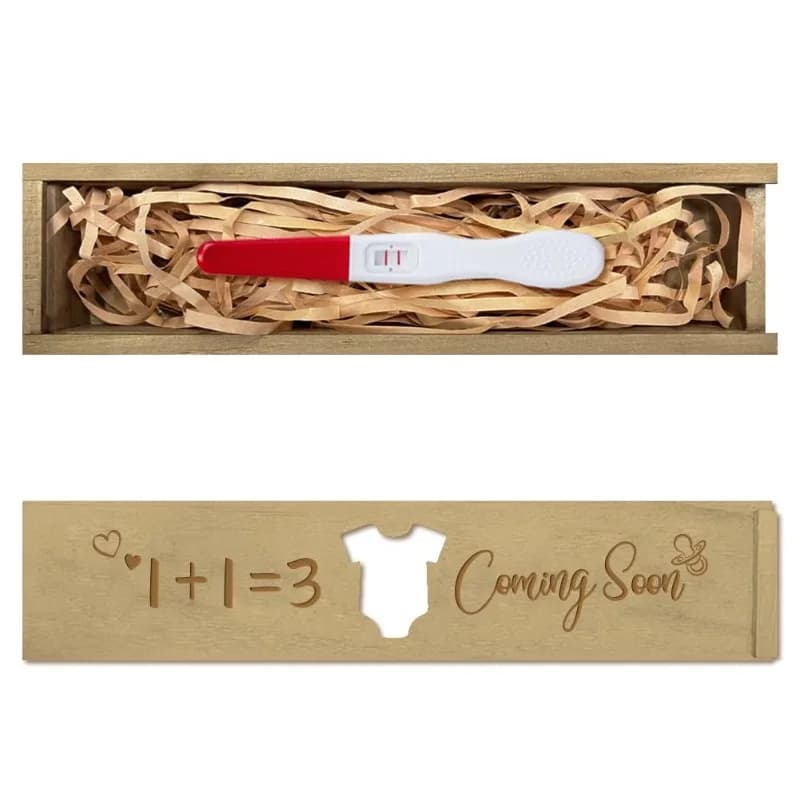 1 pz Regali per annunci in legno per gravidanza Scatola per ricordi per test di gravidanza con coperchio scorrevole Regalo per annuncio a sorpresa con parola
